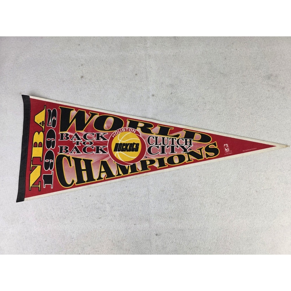NBA-HOUSTON ROCKETS BACK-TO-BACK PENNANT BANNER Vintage 1995 NBA Product